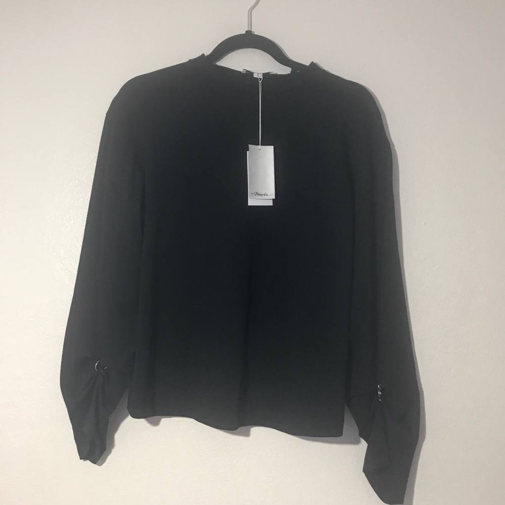 3.1 PHILLIP LIM LONG-SLEEVE SPLIT-BACK COTTON TOP - Picture 4 of 4